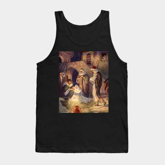 Vintage Christmas Nativity Scene Tank Top by MasterpieceCafe